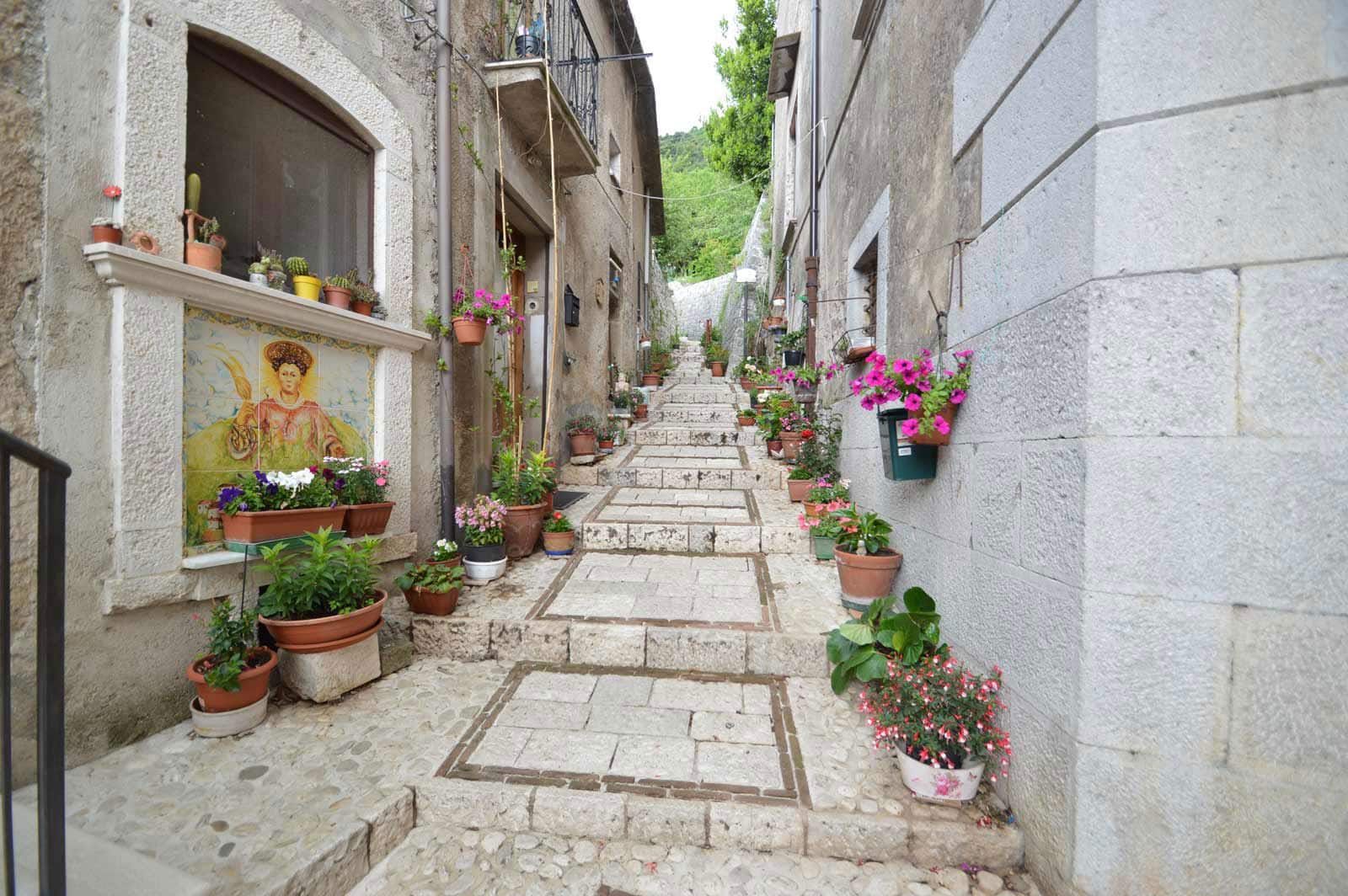 Panorama di San Lorenzello con il Matese sullo sfondo